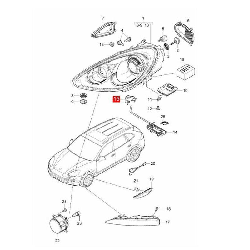 Supporto supporto base alloggiamento faro anteriore per Porsche Cayenne...