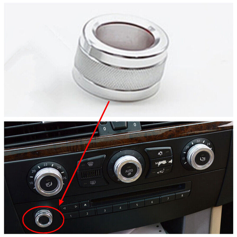 FM Radio Volume Control Rotary Knob Covers Trim Silver For BMW E60 2008-2010