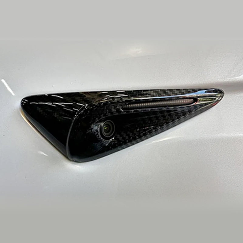 WXZOS Genuine Carbon Fiber Side Fender Camera Trim for Tesla Model 3/Y HW4.0 2023-2024