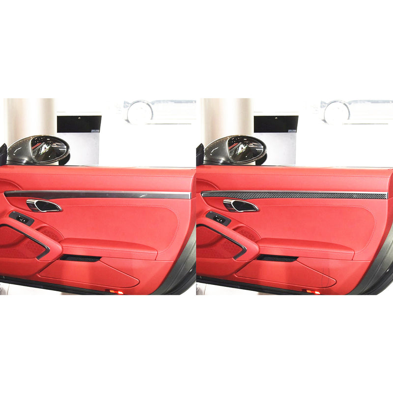 WXZOS Genuine Carbon Fiber Door Panel Trim for Porsche 718 Boxster 982 2017-2025