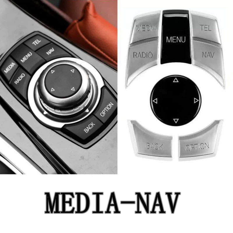 WXZOS Chrome IDrive Multi-Media Switch Button Cover for BMW 5Series E60 E61 2009-2010