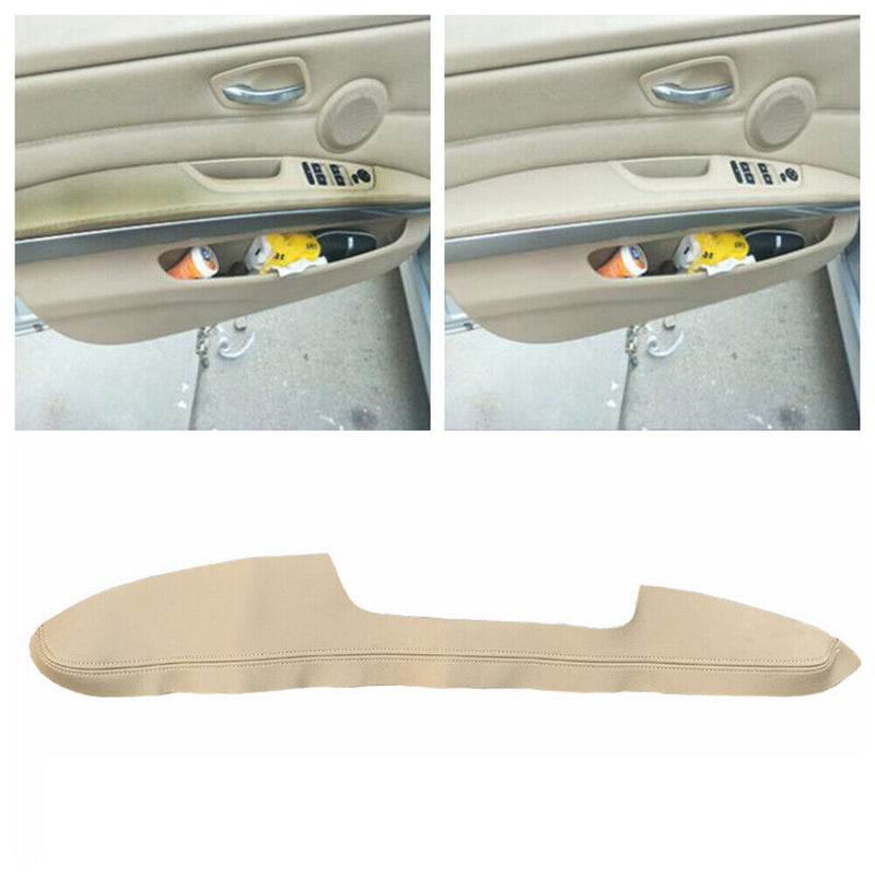 Beige Front Left Door Armrest Panel Insert Leather Cover for BMW 2005-2011 E90