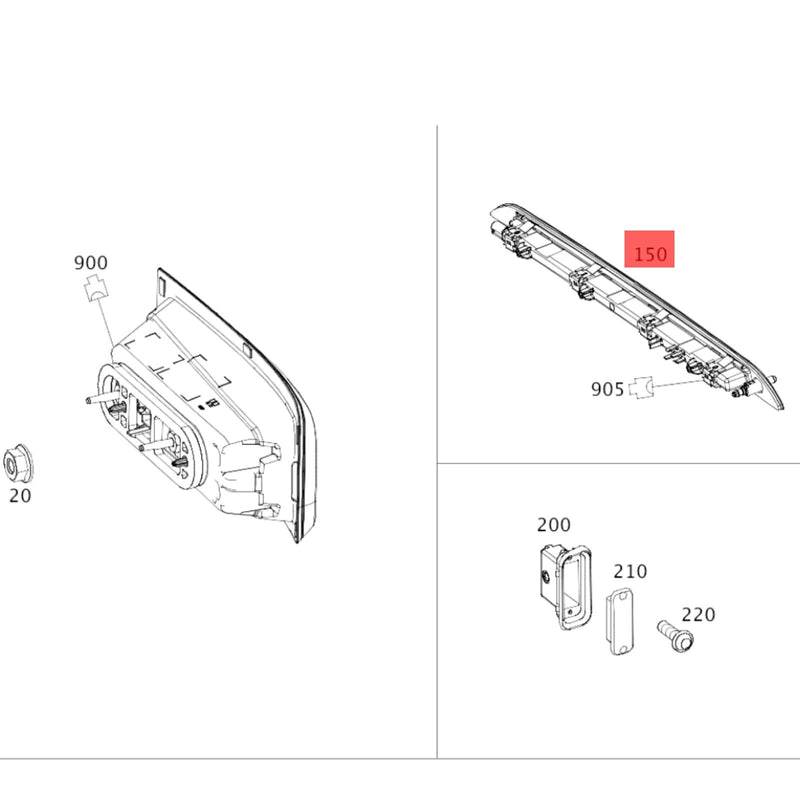 Rear High Mount Third Brake Stop Light for Mercedes W463 W465 G-Class 2019-2025