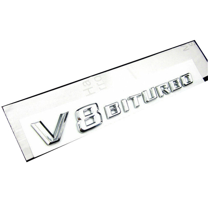 2 pcs V8 BITURBO Chrome Side Fender Sticker Emblem Badge