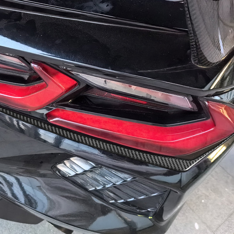 WXZOS Genuine Carbon Fiber Rear Taillight Trim Bezel for Chevrolet Corvette C8 2020+