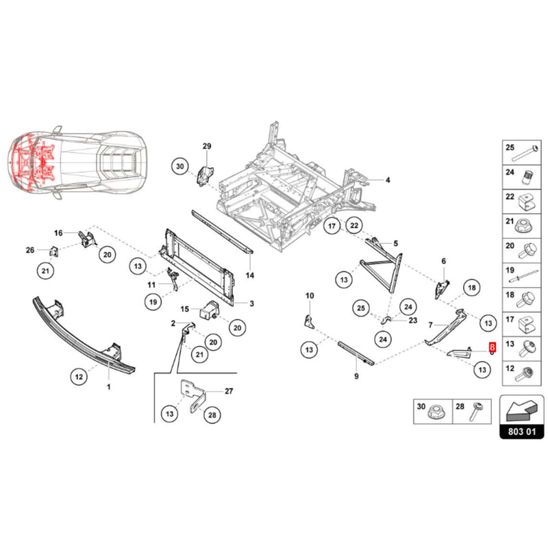 WXZOS Front Left Bumper Side Mounting Bracket for Lamborghini 2014-2021 Huracan LP610