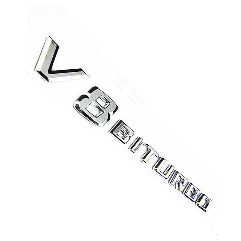 2 pcs V8 BITURBO Chrome Side Fender Sticker Emblem Badge