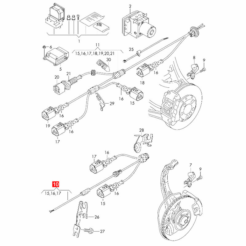 WXZOS Front Left ABS Anti-Lock Brake Sensor Wiring Set for Audi 2012-2015 A6 C7 S6 RS6