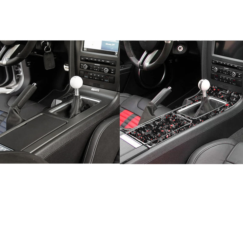 WXZOS Genuine Carbon Fiber Center Console Panel Trim for Ford Mustang 2009-2013