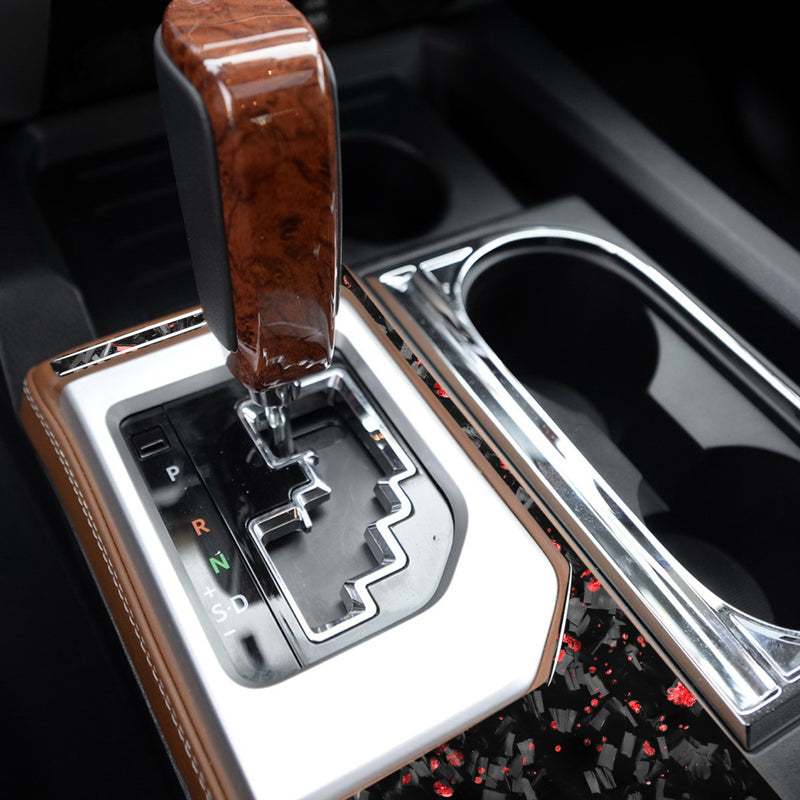 WXZOS Genuine Carbon Fiber Gear Shift Knob Lever Panel Trim for Toyota Tundra 2014-18