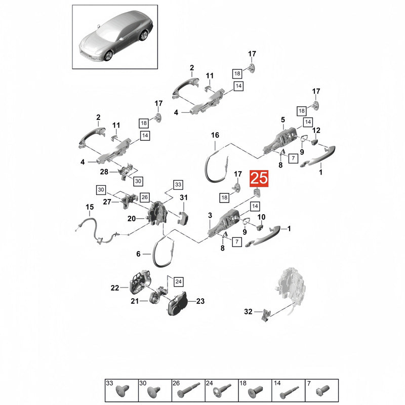 WXZOS Exterior Door Lock Protect Cap Replace for Porsche Panamera (971/976) 2017-2025