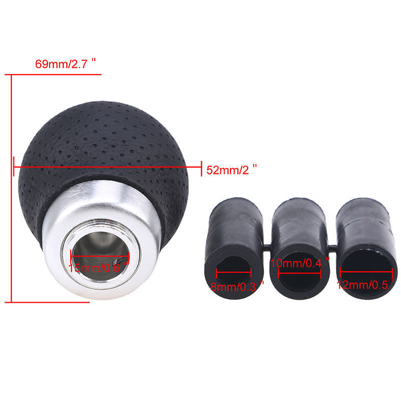 Universal 5-Speed Black Leather Car Manual Gear Stick Shifter Shift Knob Lever