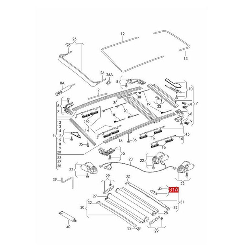 Black Rear Sunroof Shade Handle w/Installation Tool Screw for Audi 2007-2015 Q7