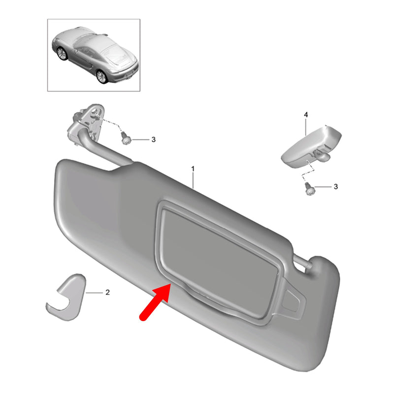 WXZOS Sun Visor Vanity Mirror for Porsche 718 Boxster 718 Cayman (982) 2017-2024