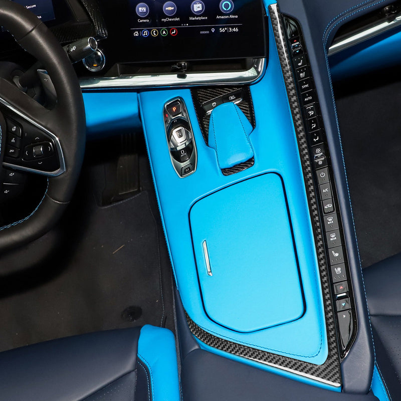 WXZOS Carbon Fiber Center Console Climate Bezel Trim for Chevrolet Corvette C8 2020-24