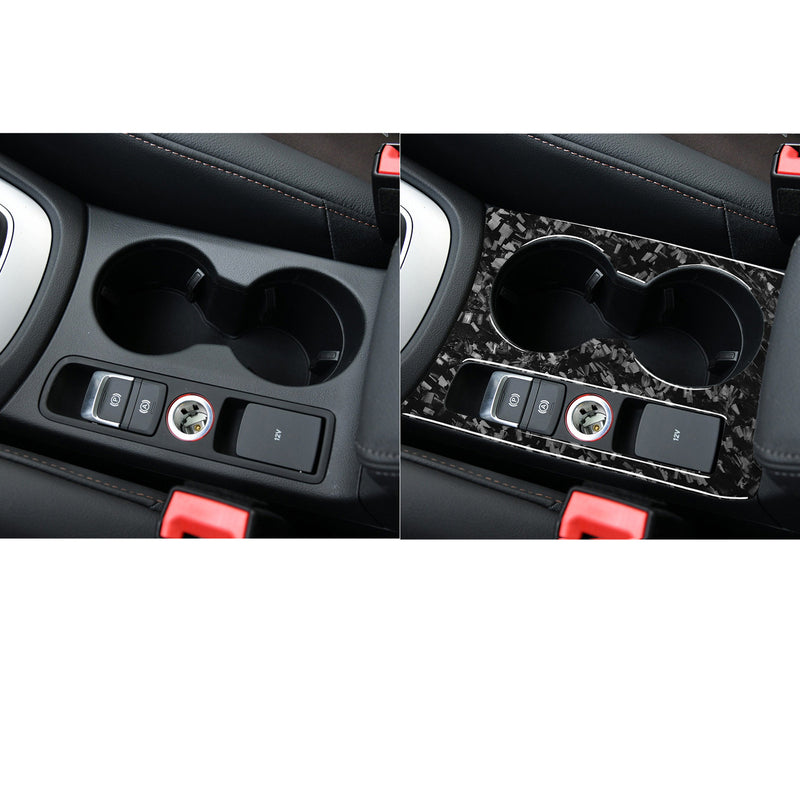 WXZOS Genuine Carbon Fiber Center Console Cup Holder Panel Trim for Audi Q3 2015-2018