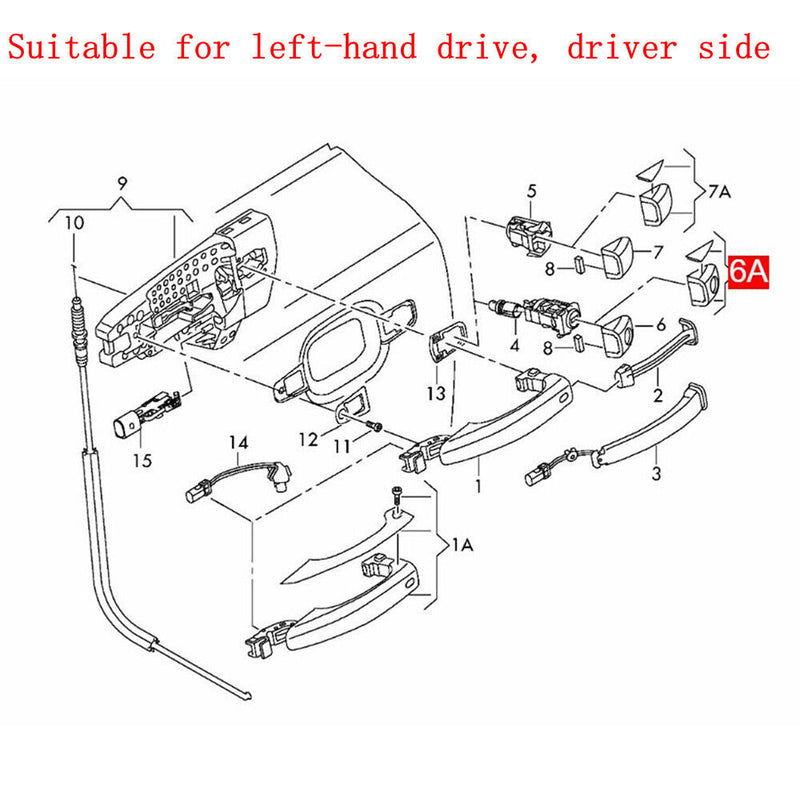 Black Front Left Exterior Door Handle Cap Lock Hole Cover for Audi A7 A8 S6 S7