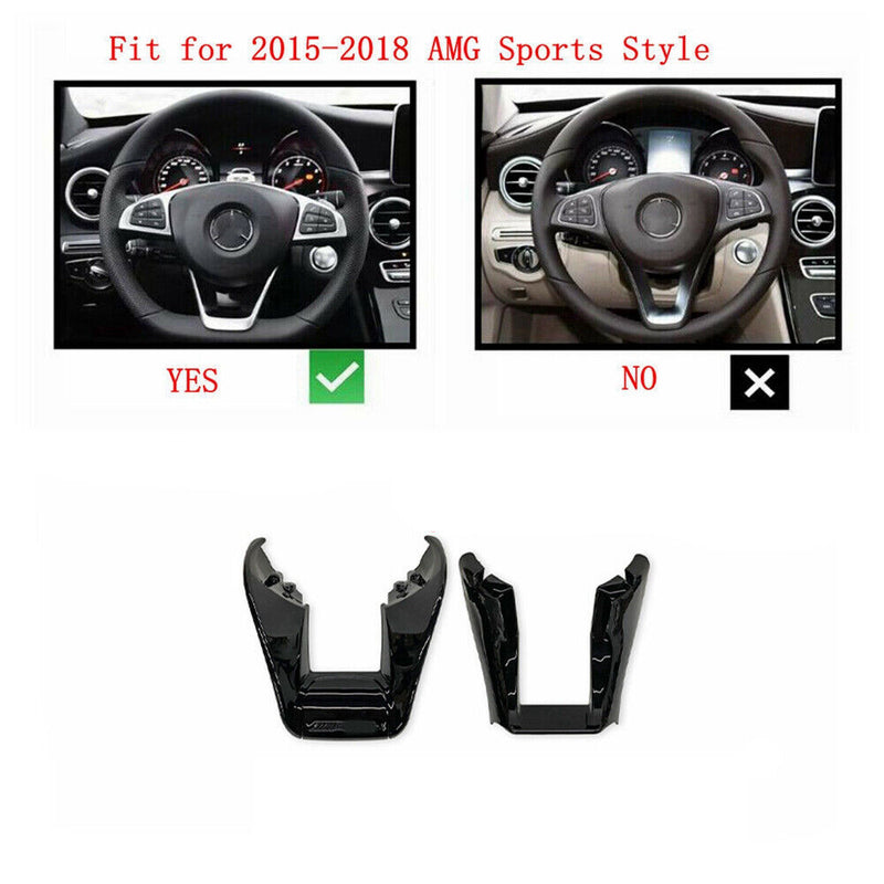 Black Steering Wheel Lower Trim U Shape Cover for Benz 2015-2018 AMG C/E/S/G/GLE