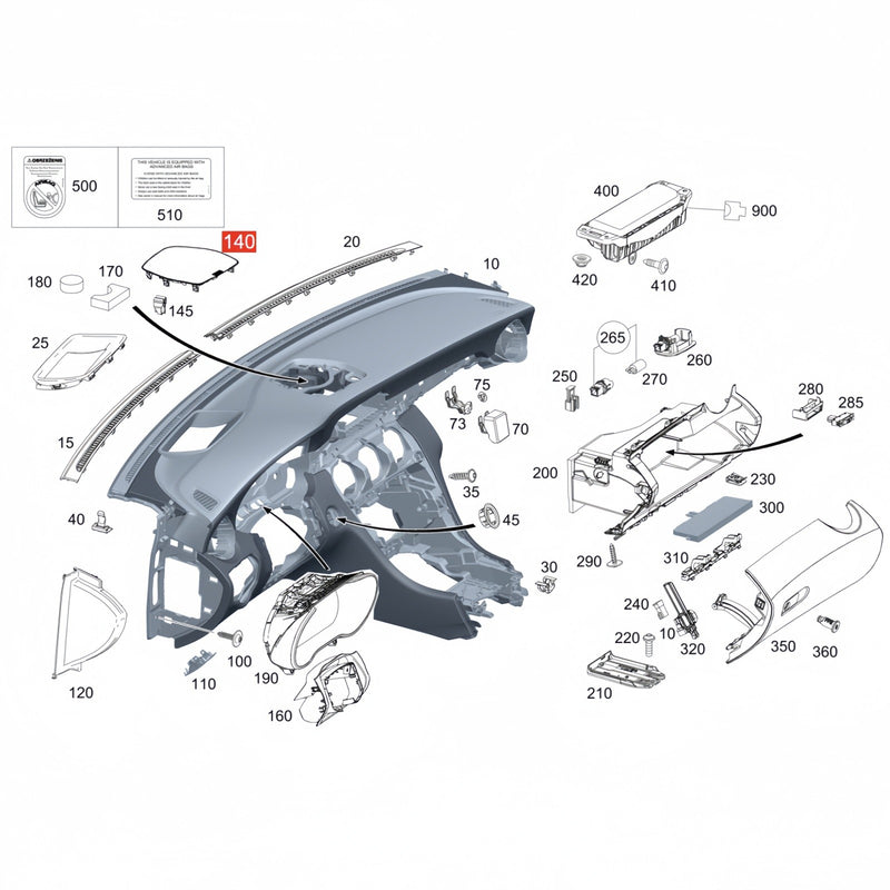 Center Dashboard Speaker Grille Cover for Mercedes-Benz W205 C-Class 2015-2021