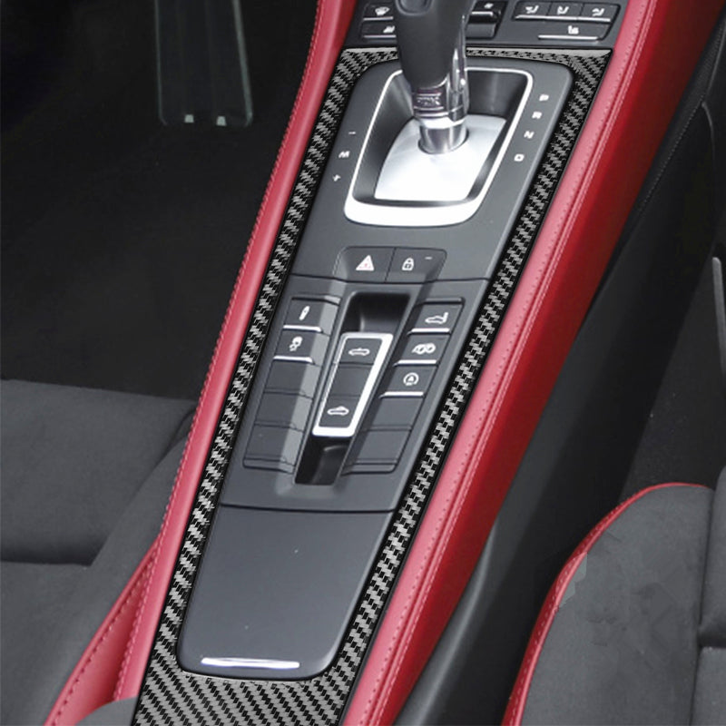 WXZOS Genuine Carbon Fiber Gear Shifter Panel Trim for Porsche 718 Boxster 2017-2025