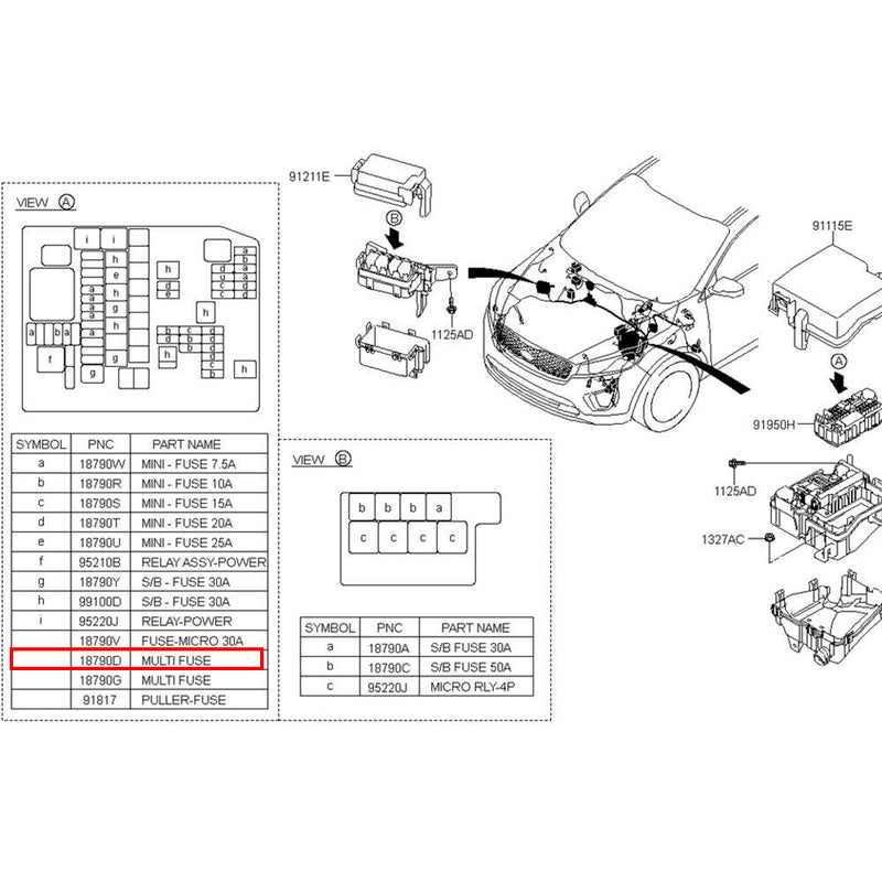 150/80Amp Multi Fuse Main 18790-05001 for Hyundai Accent 2018-2019