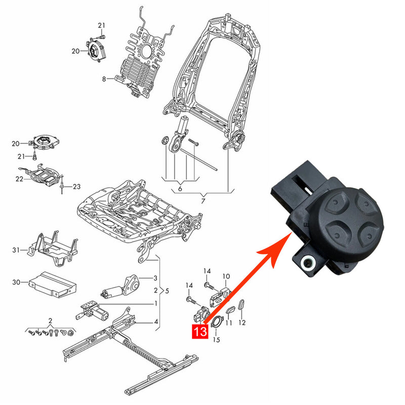 WXZOS L&R Front Seat Lumbar Support Control Switch Button for Audi 2017-2019 Q7 SQ7