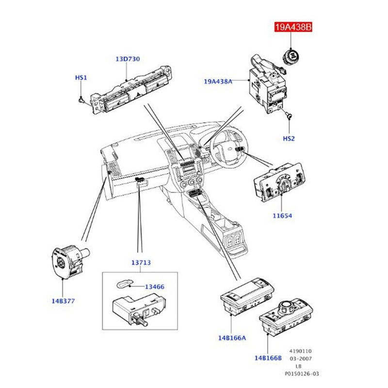 Bouton interrupteur démarrage-arrêt allumage moteur pour Land Rover Freelande...