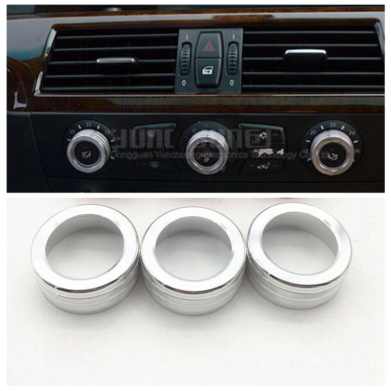 AC Air Conditioner Knob Covers Trim Silver For BMW E60 520 523 530 2004-2010