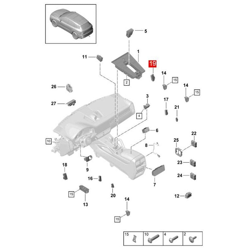 Bouton interrupteur serrure central de porte avant droite pour Porsche Cayenn...