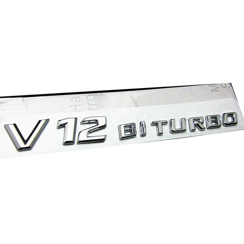 2pcs V12 BITURBO Chrome Side Fender Sticker Emblem Badge