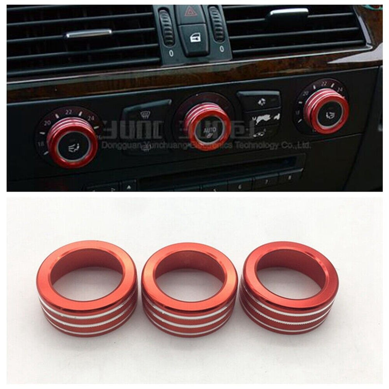 AC Air Conditioner Knob Covers Trim Red For BMW E60 520 523 530 2005-2010