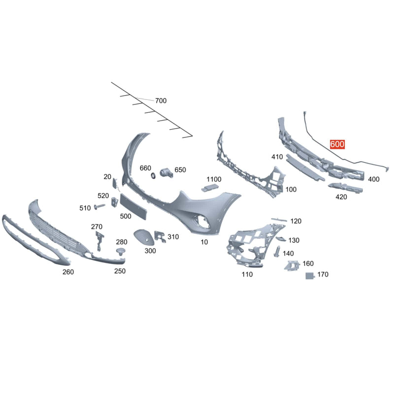WXZOS Front Bumper Pedestrian Protection Unit for Mercedes W254 GLC-Class 2023-2025