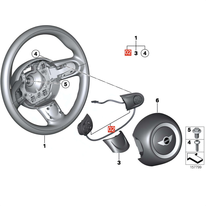 WXZOS MFSW Steering Wheel Cruise Control Switch Button for Mini Cooper R57 2009-2015