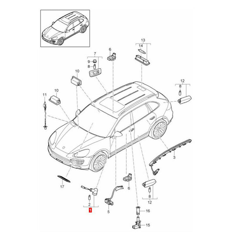 95863161200 Front Left Reversing Mirror Floor Lamp for Porsche Cayenne 2011-2017