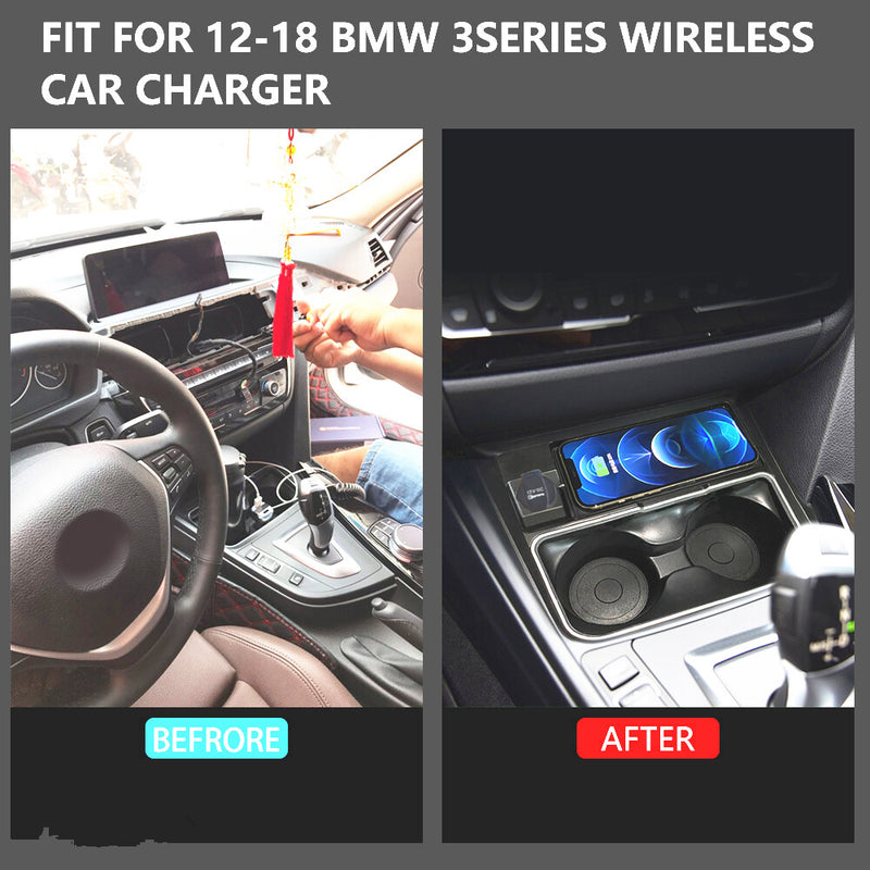 WXZOS Center Console Phone Wireless Fast Charging Pad for BMW F30 F31 F34 2013-2018