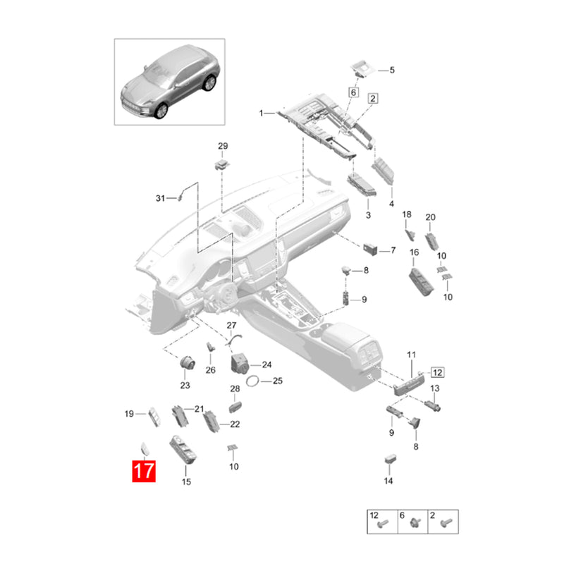 WXZOS Front Left Door Lock Switch Button for Porsche Macan (95B) 2017-2024