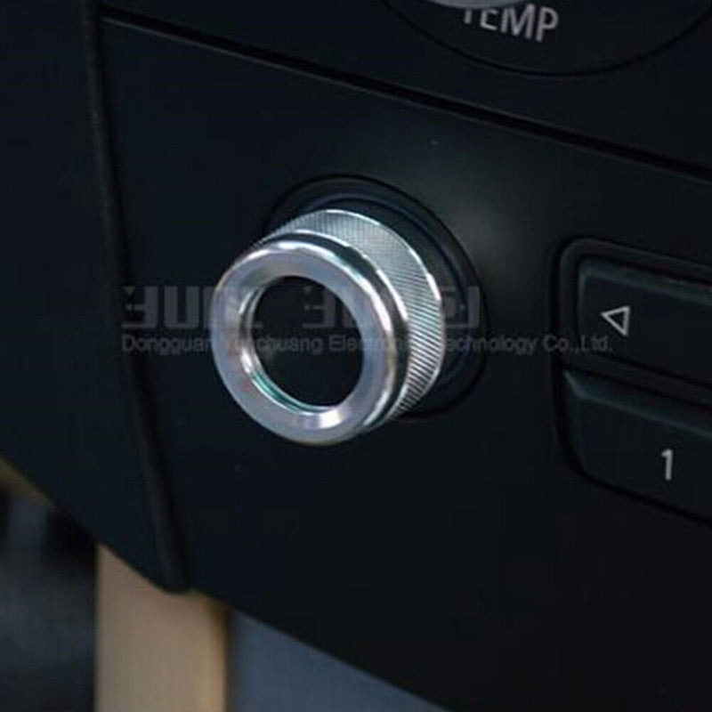 FM Radio Volume Control Rotary Knob Covers Trim Silver For BMW E60 2008-2010