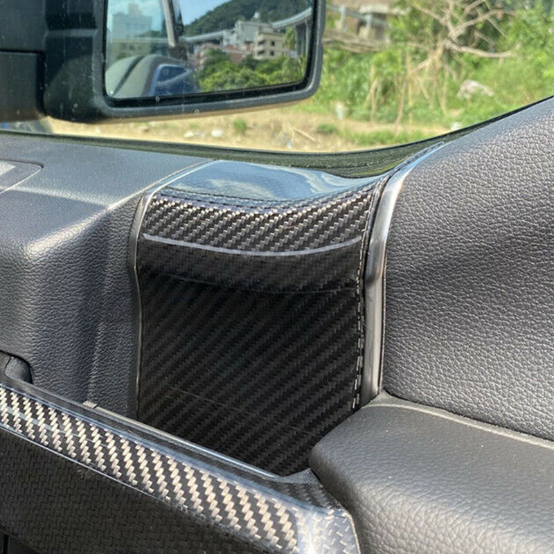 Car Genuine Carbon Fiber Door Inner Handle Panel Trim Kit for Ford F150 2015-20