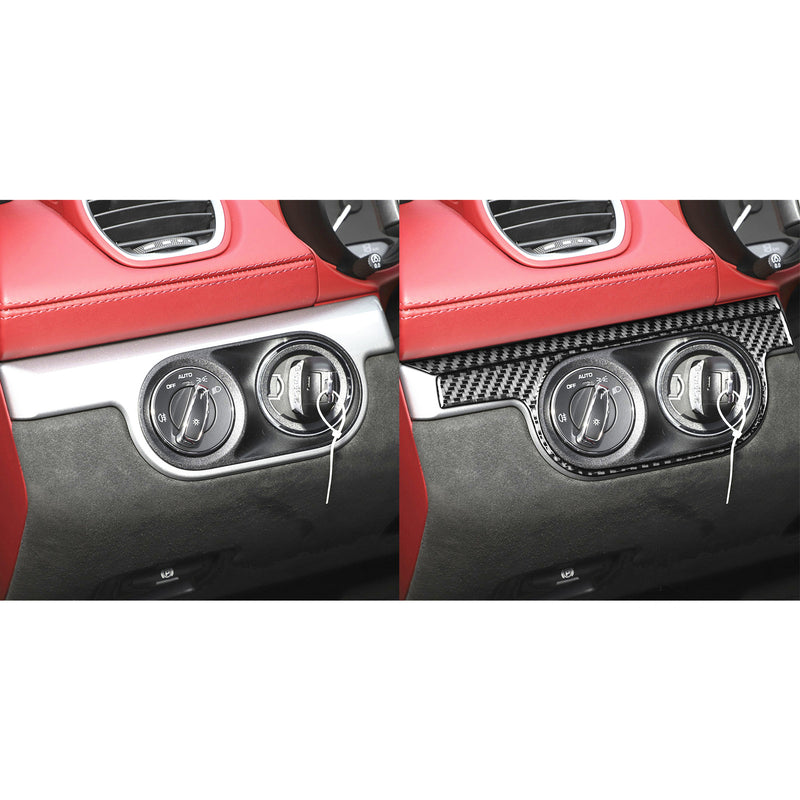 WXZOS Genuine Carbon Fiber Headlight Switch Trim for Porsche 718 Cayman 2017-2025