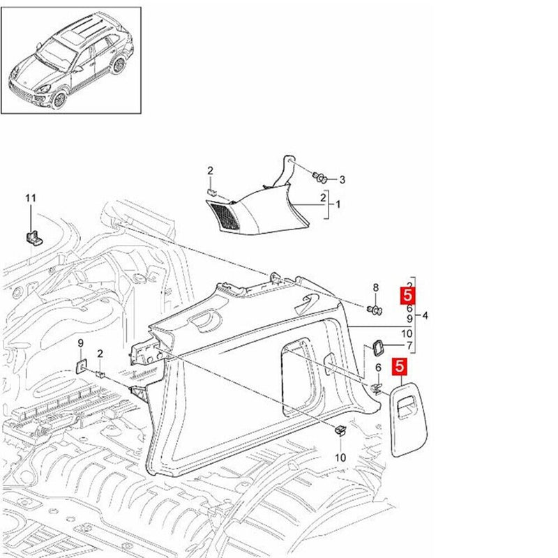 Black Right Trunk Access Panel Boot Lining Cover for Porsche Cayenne 2011-2017