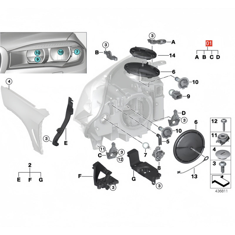 WXZOS Front Headlamp Housing Bracket Repair Kit for BMW X5 F15 X5M F85 2015-2018