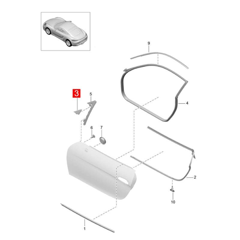 WXZOS Side Rear View Wing Mirror Triangle Panel for Porsche Boxster (981) 2014-2016