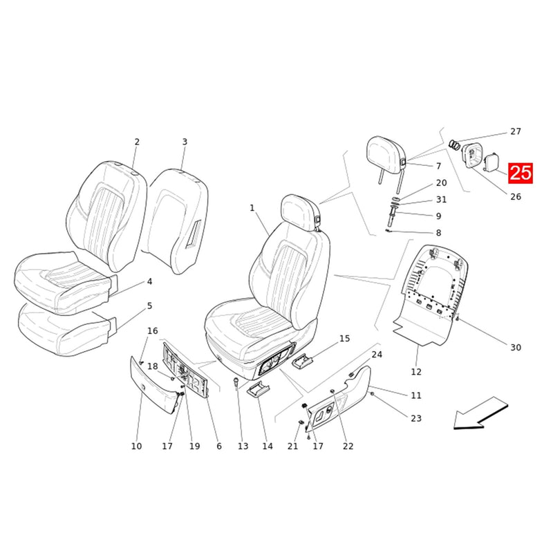 WXZOS Seat Headrest Button Decorative Cover Cap for Maserati Levante (M161) 2016-2022