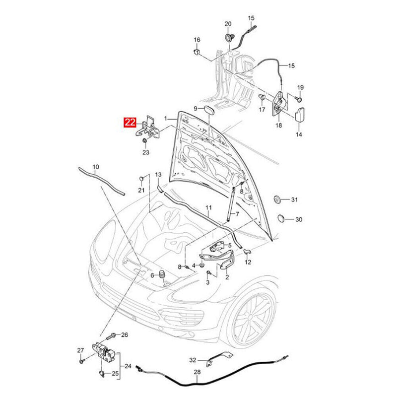 95851148001 Blocchetto Coperchio Cappuccio Anteriore per Porsche Cayenne...