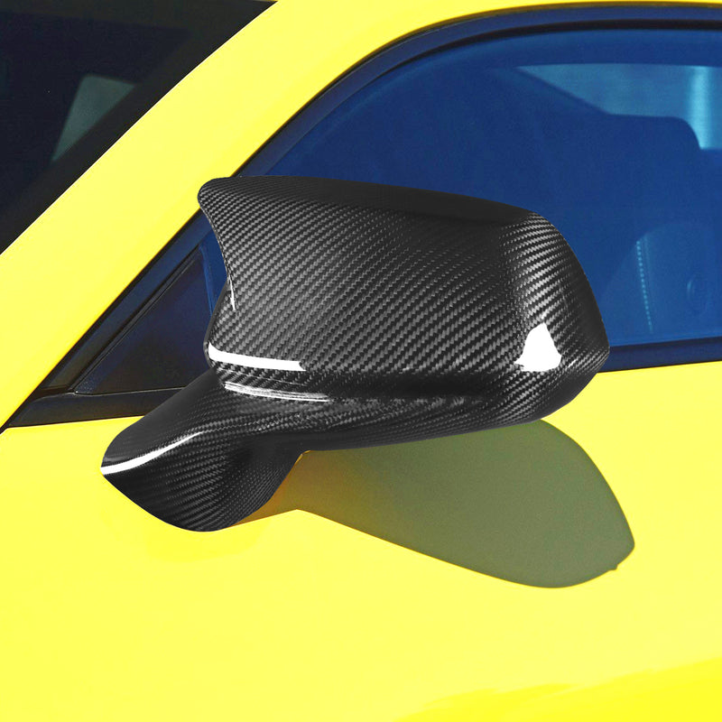 WXZOS Genuine Carbon Fiber Wing Mirror Trim for Chevrolet Camaro 2016-2024