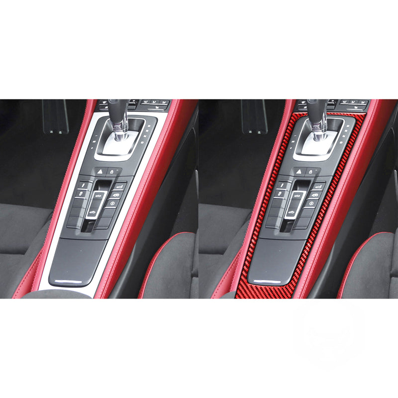WXZOS Genuine Carbon Fiber Gear Shifter Panel Trim for Porsche 718 Boxster 2017-2025
