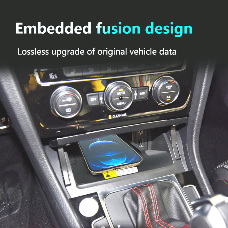 WXZOS Front Center Console Wireless Fast Charging Pad for VW Golf 7 MK7 2014-2020
