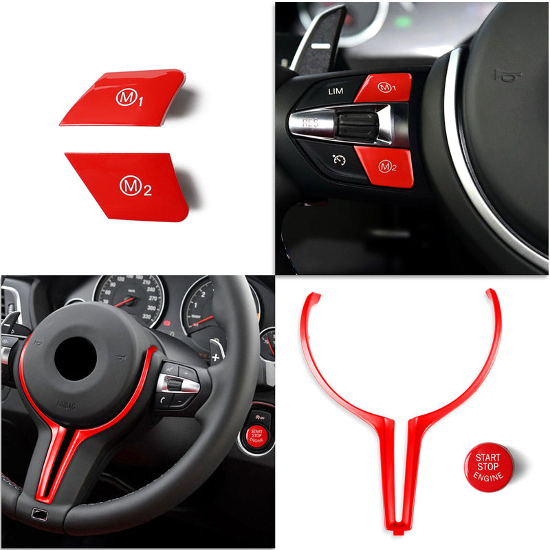 Red ABS Steering Wheel Cover w/Switch Button Trim Kit for BMW M2 F87 2016-2018