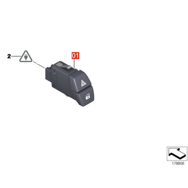 WXZOS Hazard Warning Light Switch Button Replacement for BMW 2012-2017 F06 GC 6Series