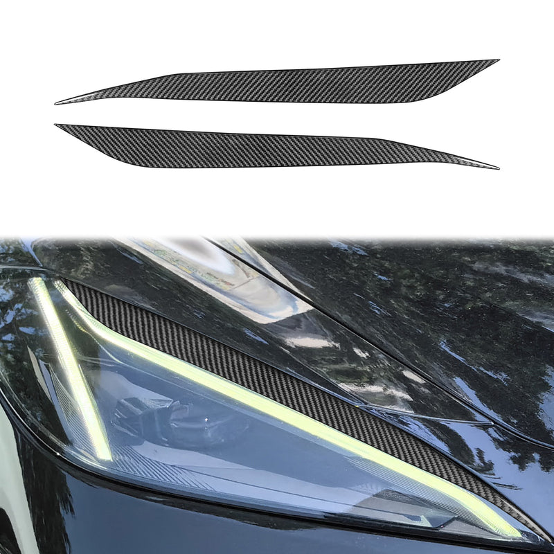 WXZOS Genuine Carbon Fiber Headlight Eyebrow Trim for Chevrolet Corvette C8 2020-2024